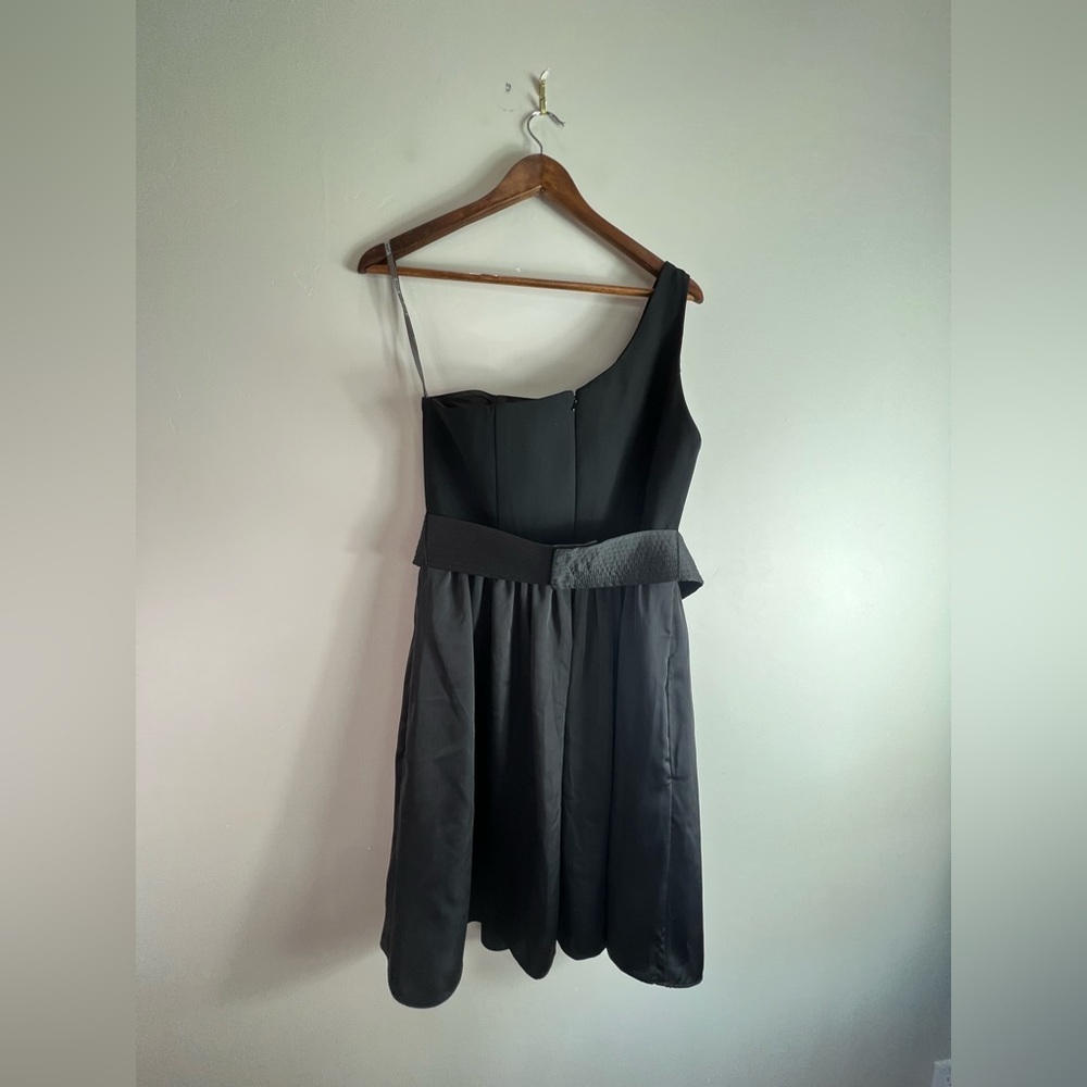WHITE by VERA WANG satin one shoulder dress Black  women's size 10 S494 - Picture 2 of 4